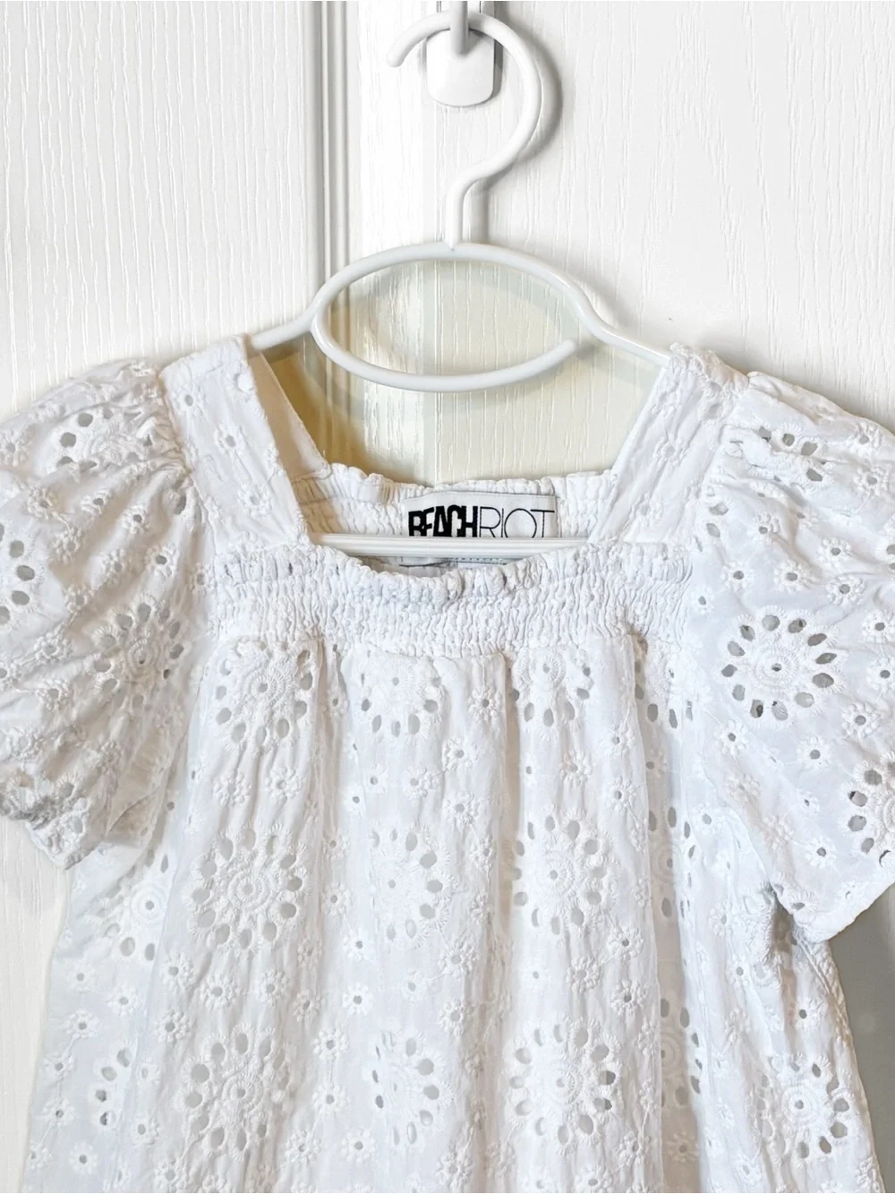 Beach Riot Girls Little Ollie Dress White Magnolia Eyelet Puff-Sleeve Size 3/4